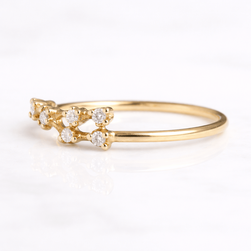 Zodiac Diamond Gold Ring Leo - SOVATS