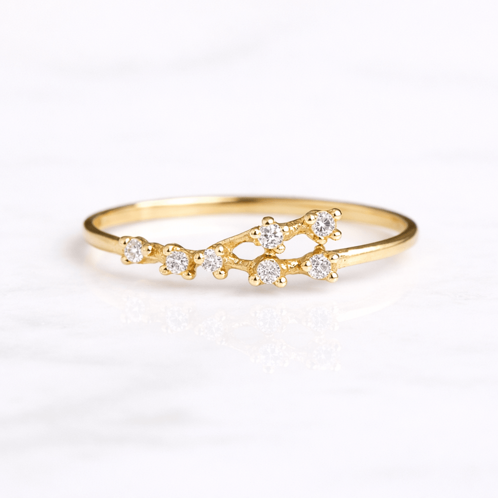 Zodiac Diamond Gold Ring Leo - SOVATS