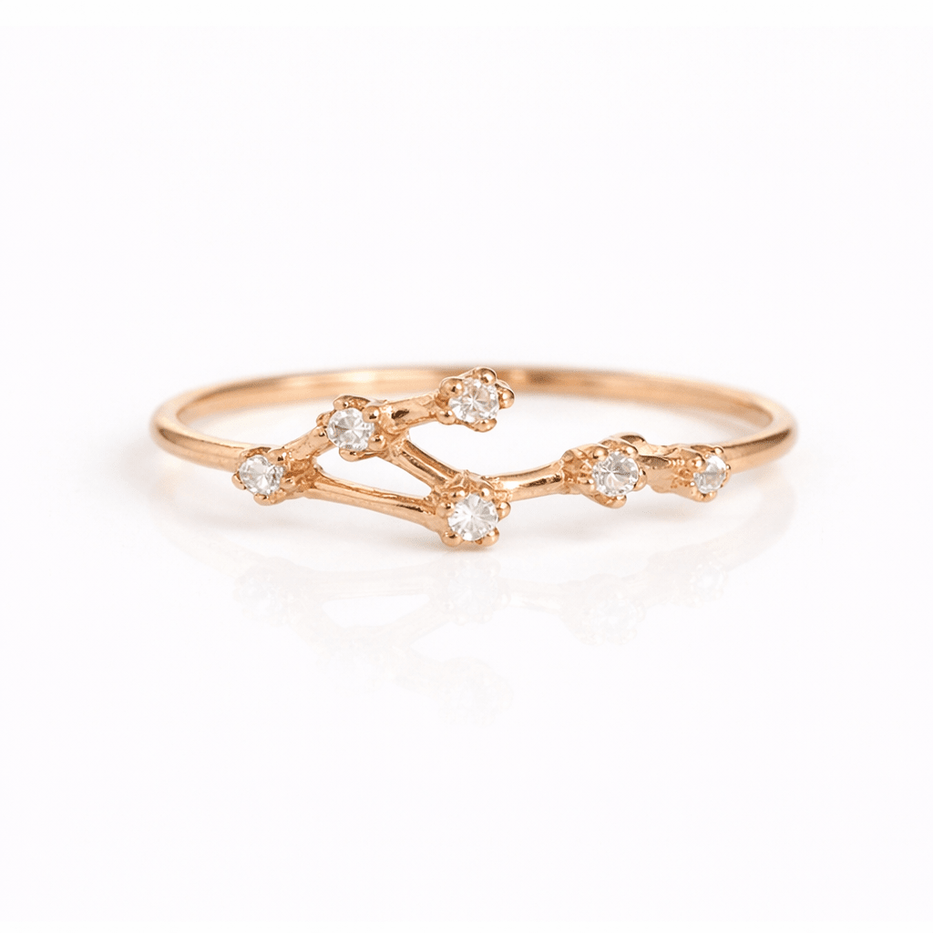 Zodiac Diamond Gold Ring Libra - SOVATS