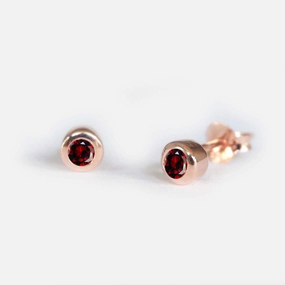 0.15 Carats 14k Solid Rose Gold Garnet Earrings - SOVATS