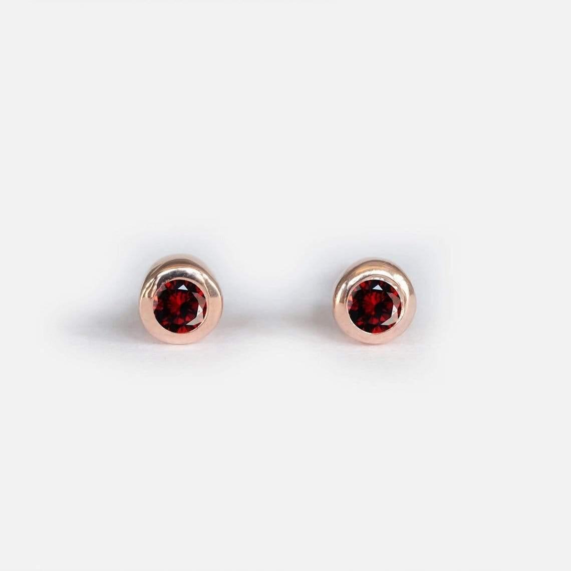 0.15 Carats 14k Solid Rose Gold Garnet Earrings - SOVATS