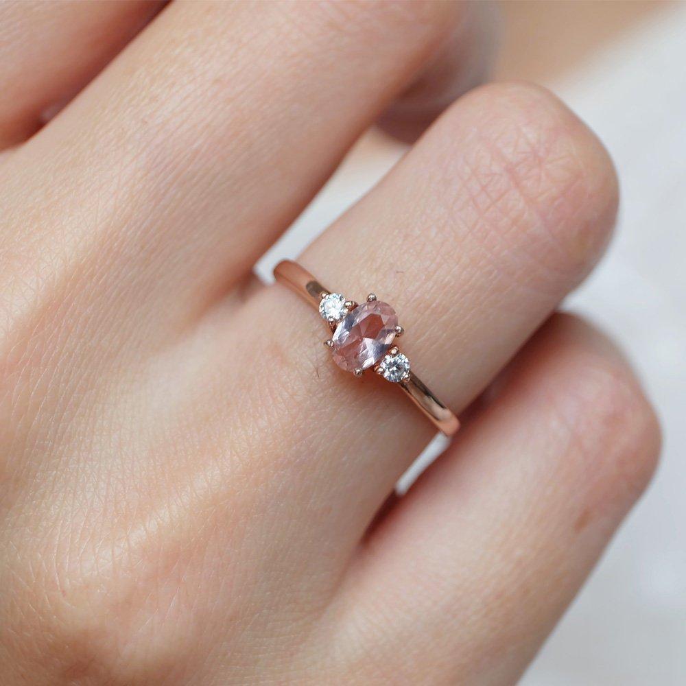0.45 Carats 14k Solid Rose Gold Morganite Engagement Ring - SOVATS