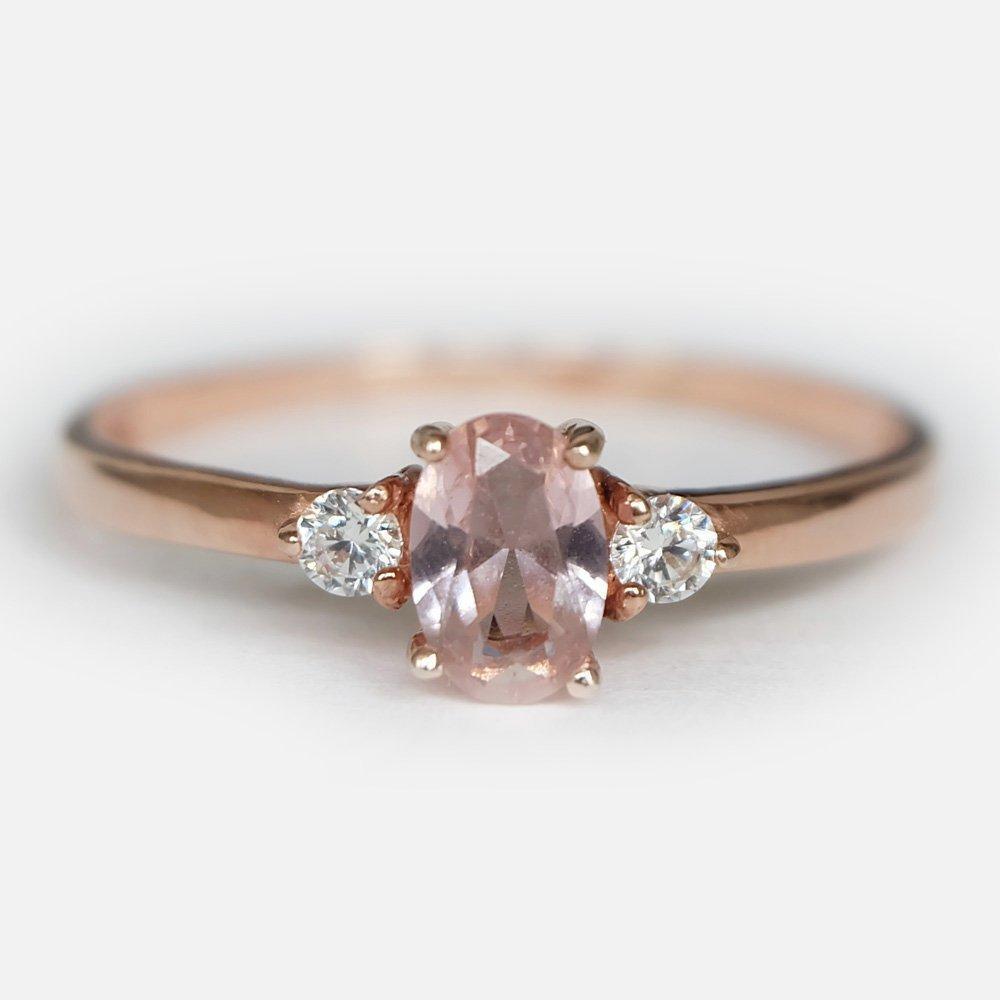 0.45 Carats 14k Solid Rose Gold Morganite Engagement Ring - SOVATS