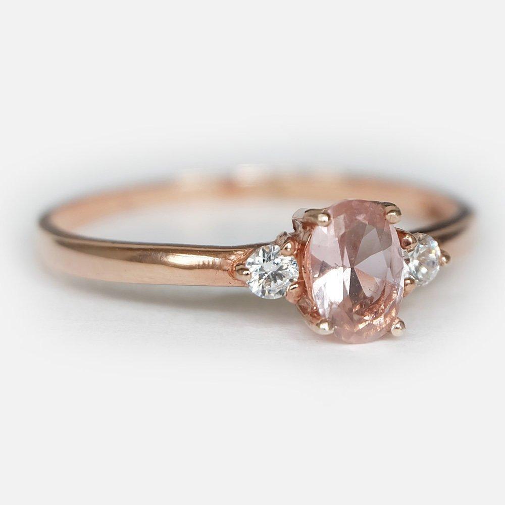 0.45 Carats 14k Solid Rose Gold Morganite Engagement Ring - SOVATS