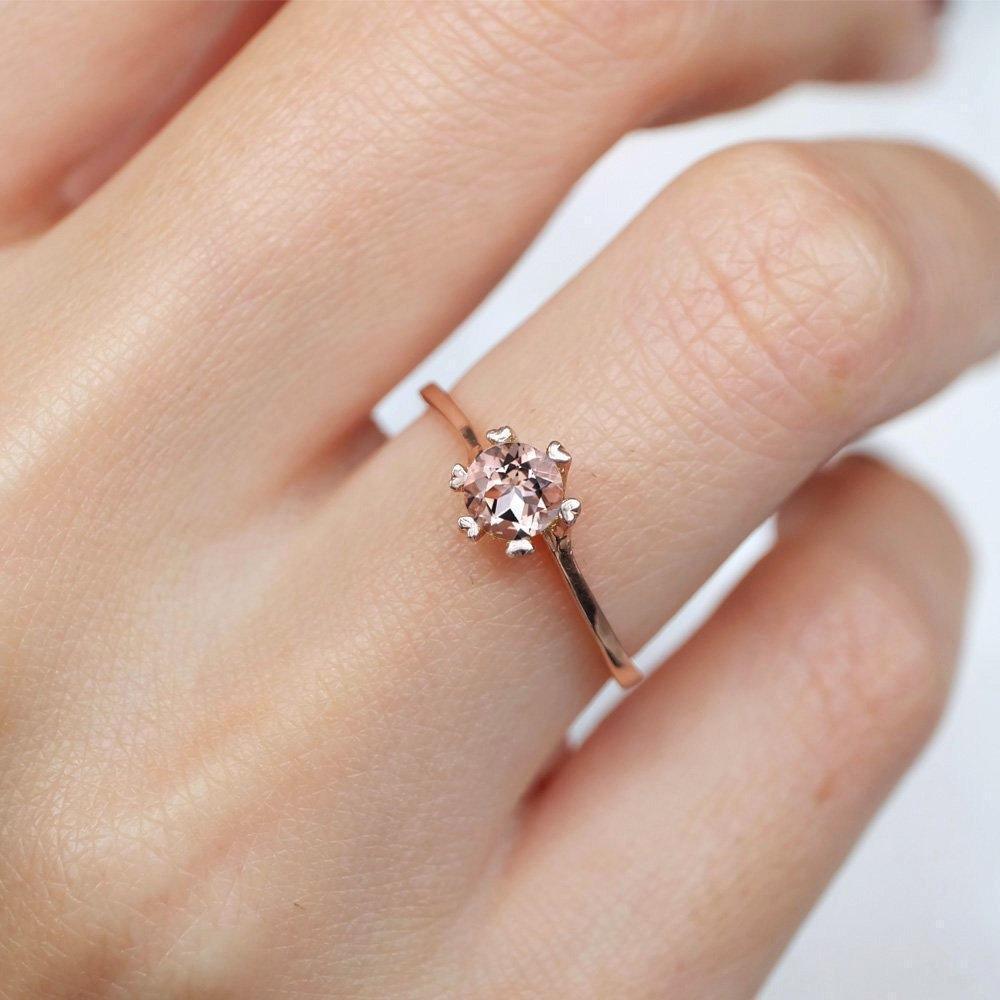 0.50 Carats 14k Solid Rose Gold Morganite Heart Prong Engagement Ring - SOVATS