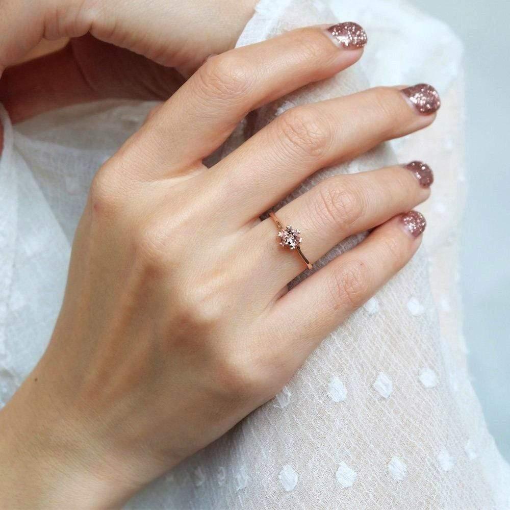 0.50 Carats 14k Solid Rose Gold Morganite Heart Prong Engagement Ring - SOVATS