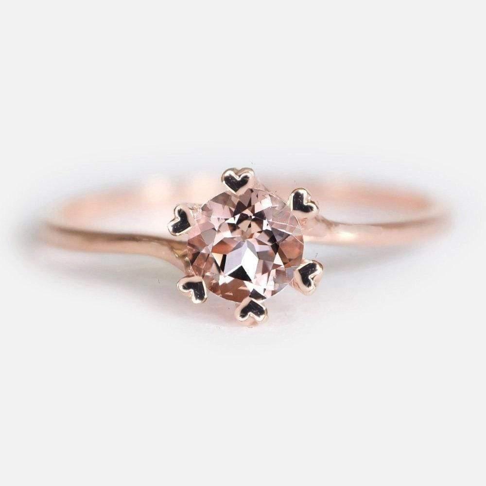 0.50 Carats 14k Solid Rose Gold Morganite Heart Prong Engagement Ring - SOVATS