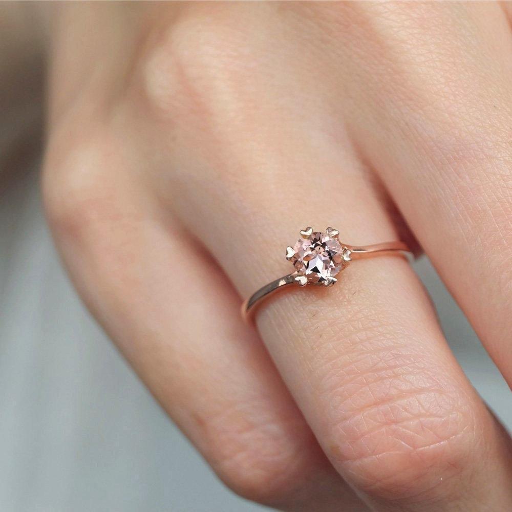 0.50 Carats 14k Solid Rose Gold Morganite Heart Prong Engagement Ring - SOVATS