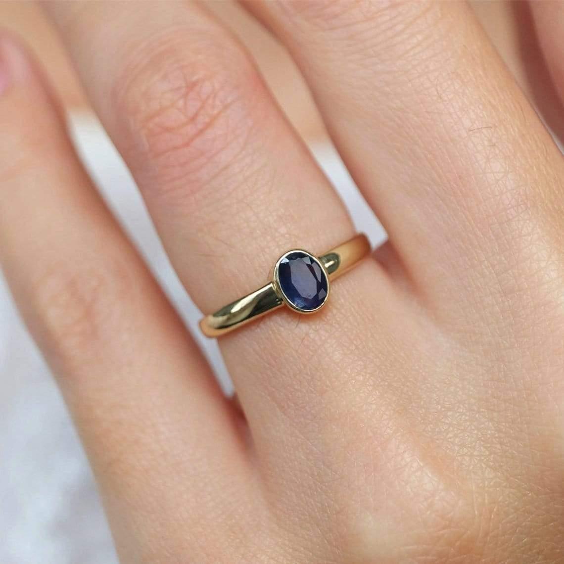 0.60 Carats 14k Solid Gold Sapphire Engagement Ring - SOVATS