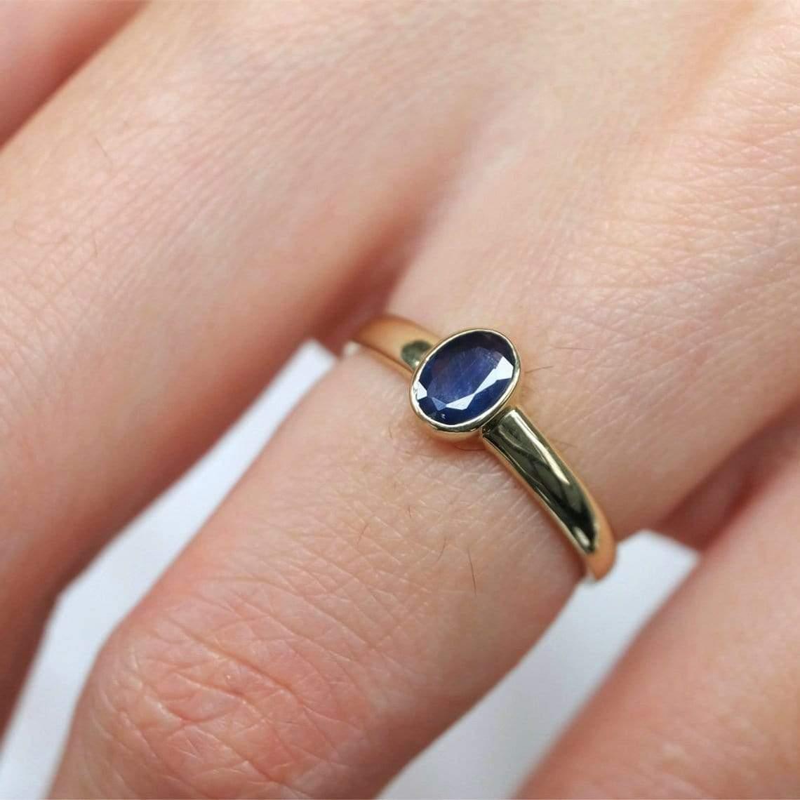 0.60 Carats 14k Solid Gold Sapphire Engagement Ring - SOVATS