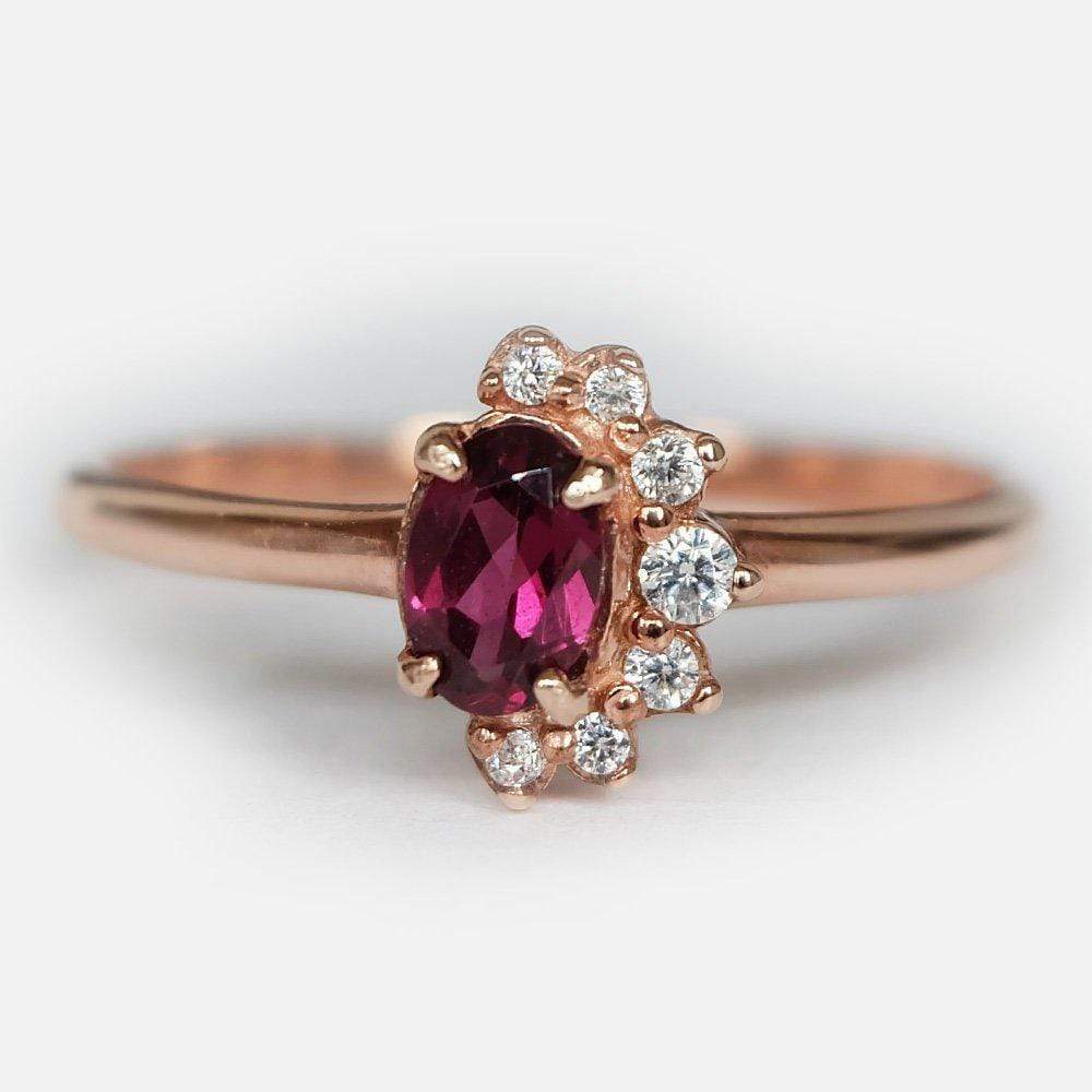 0.60 Carats 14k Solid Rose Gold Rhodolite Engagement Ring - SOVATS