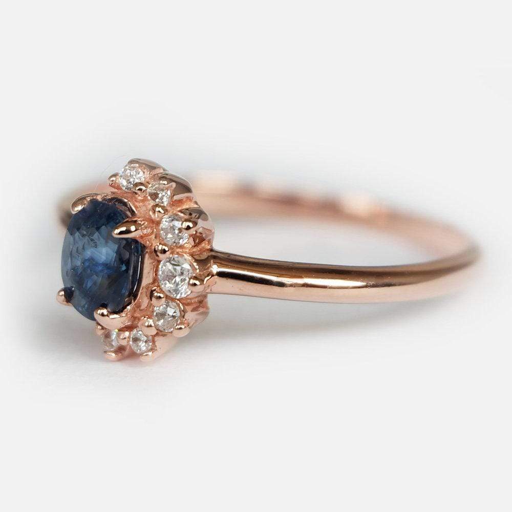 0.60 Carats 14k Solid Rose Gold Sapphire Engagement Ring - SOVATS