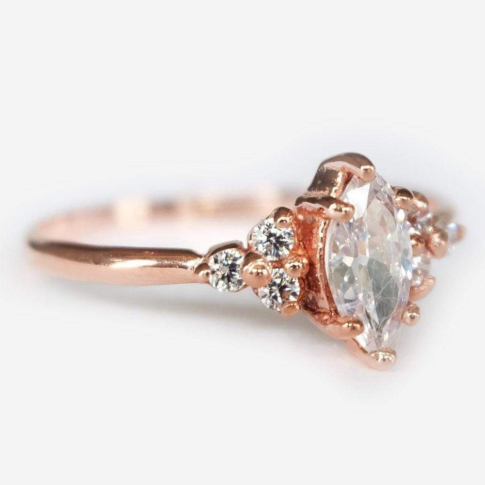 0.60 Carats 14k Solid Rose Gold White Topaz Engagement Ring - SOVATS