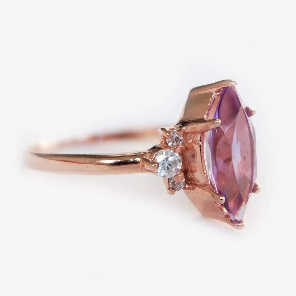 1.40 Carats 14k Solid Rose Gold Amethyst Engagement Ring - SOVATS