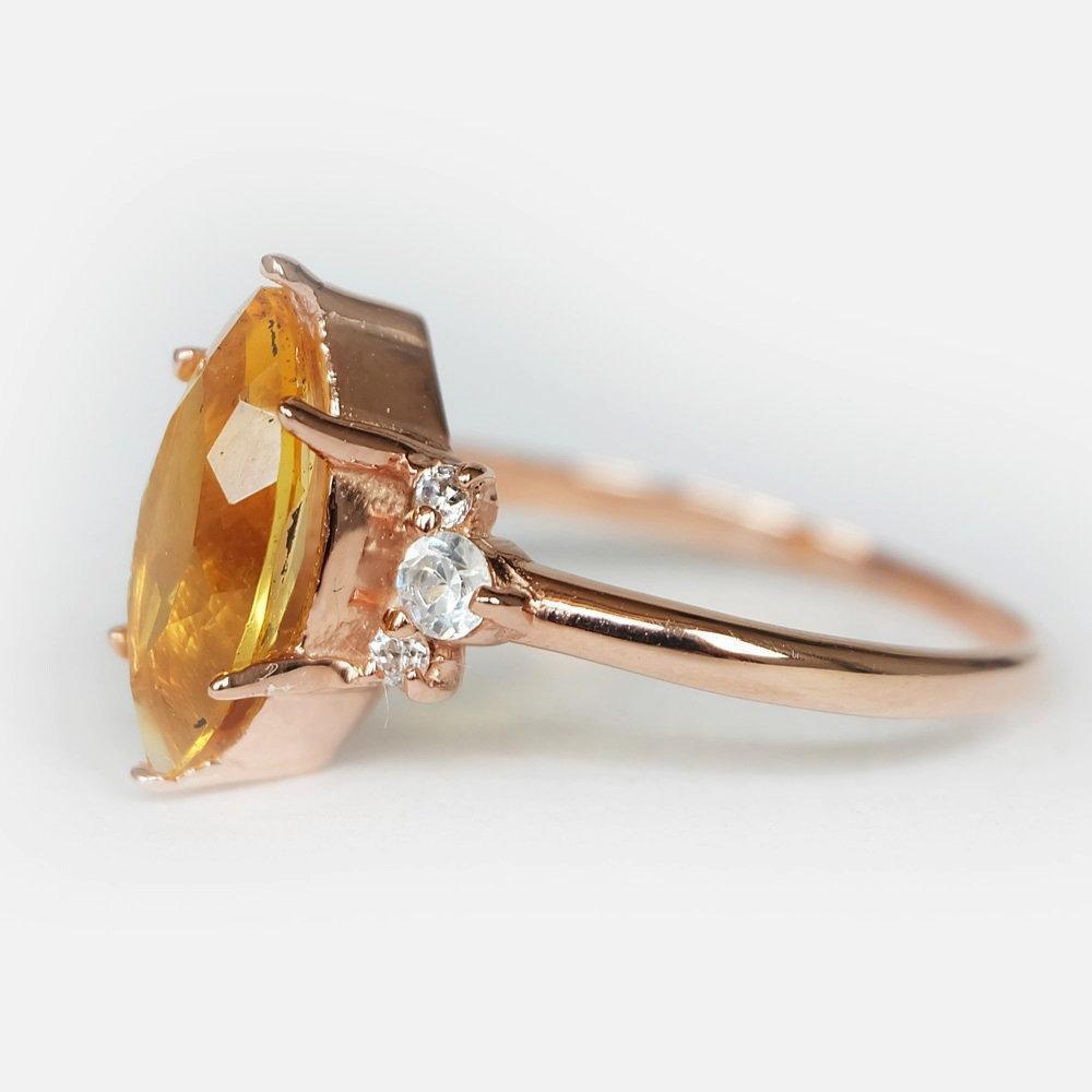 1.40 Carats 14k Solid Rose Gold Citrine Engagement Ring - SOVATS