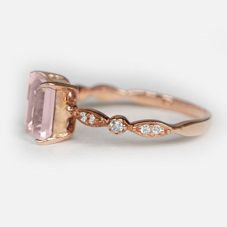 1.70 Carats 14k Solid Rose Gold Morganite Engagement Ring - SOVATS