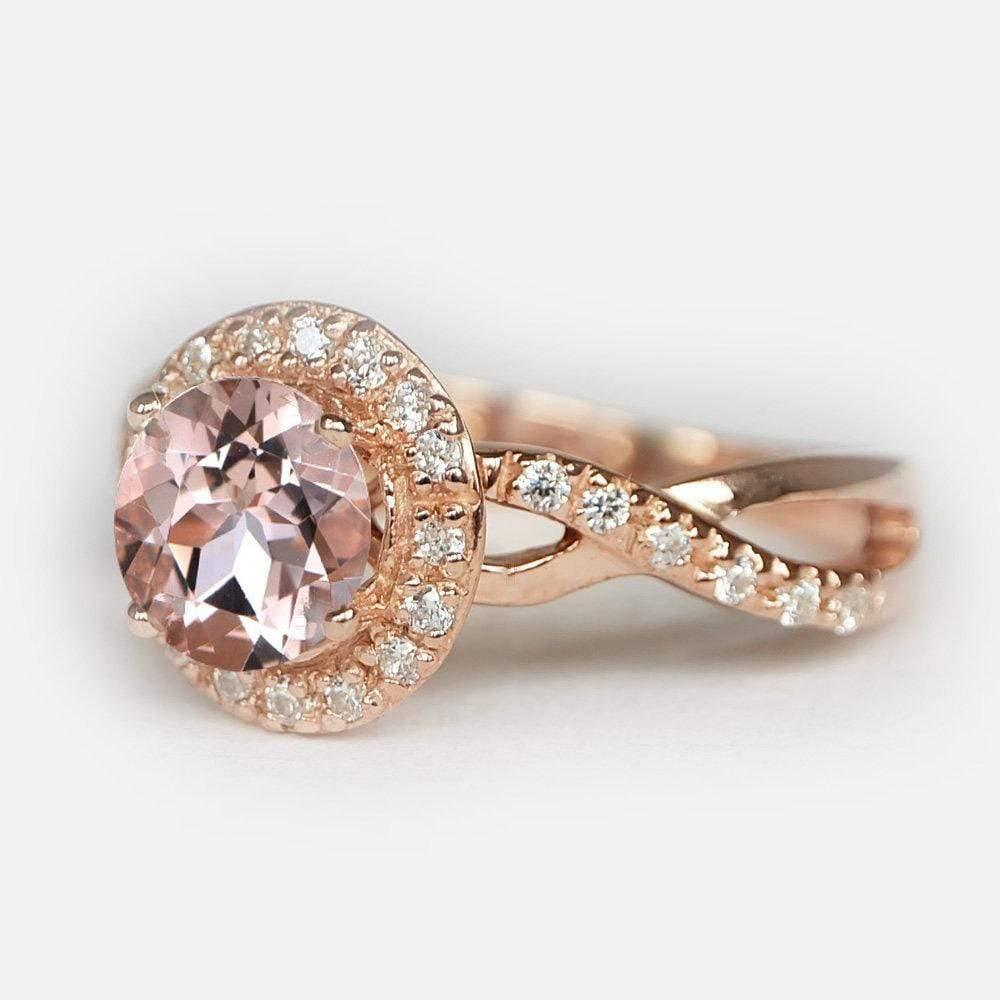 1.90 Carats 14k Solid Rose Gold Morganite Engagement Ring - SOVATS
