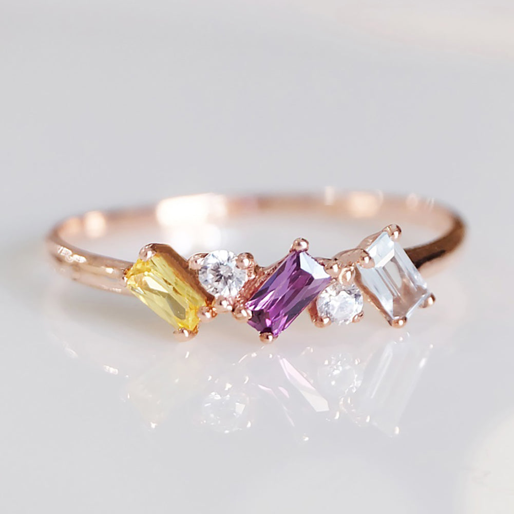 Multi Colored Stone Ring with diamonds