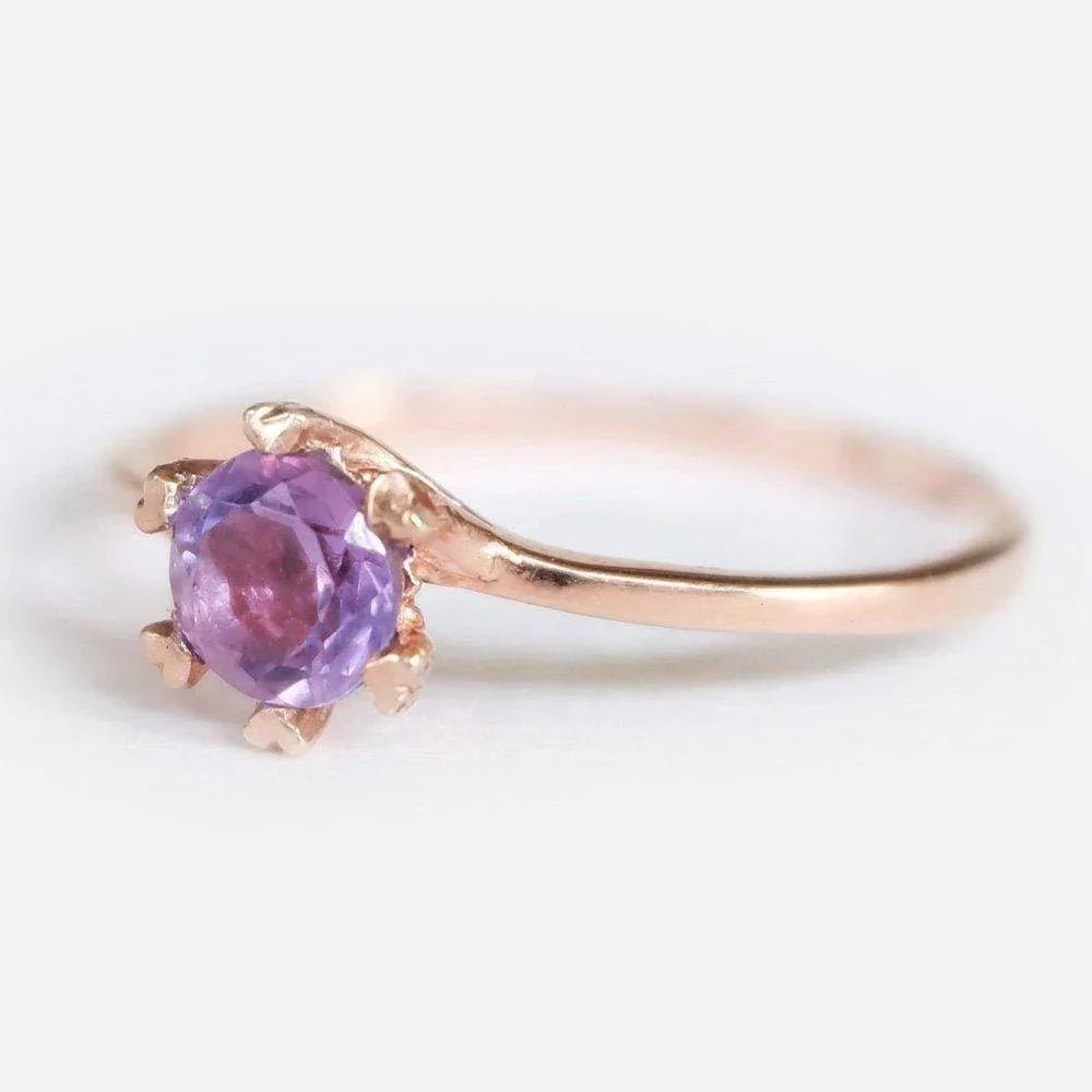 Amethyst Solitaire Ring Elenda - SOVATS