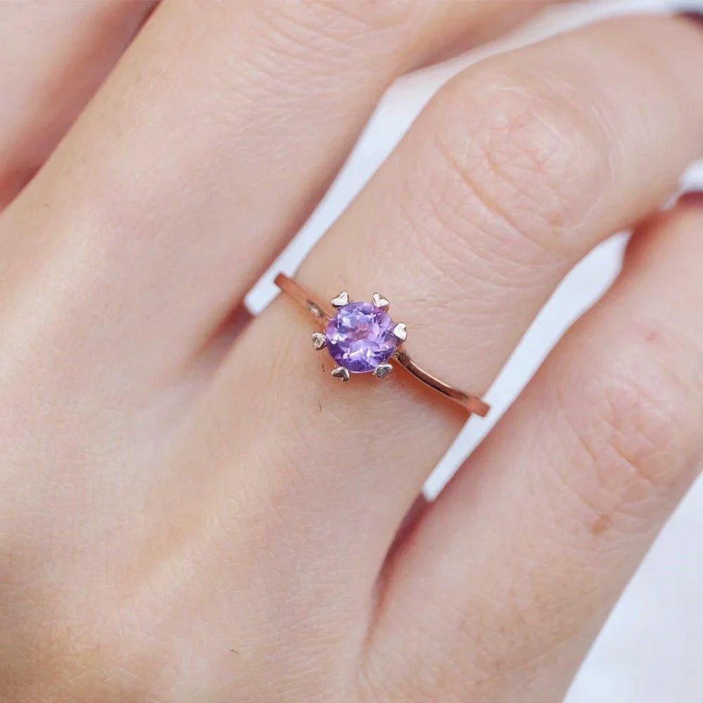 Amethyst Solitaire Ring Elenda - SOVATS
