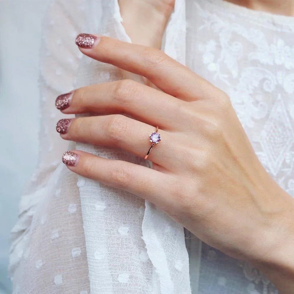 Amethyst Solitaire Ring Elenda - SOVATS
