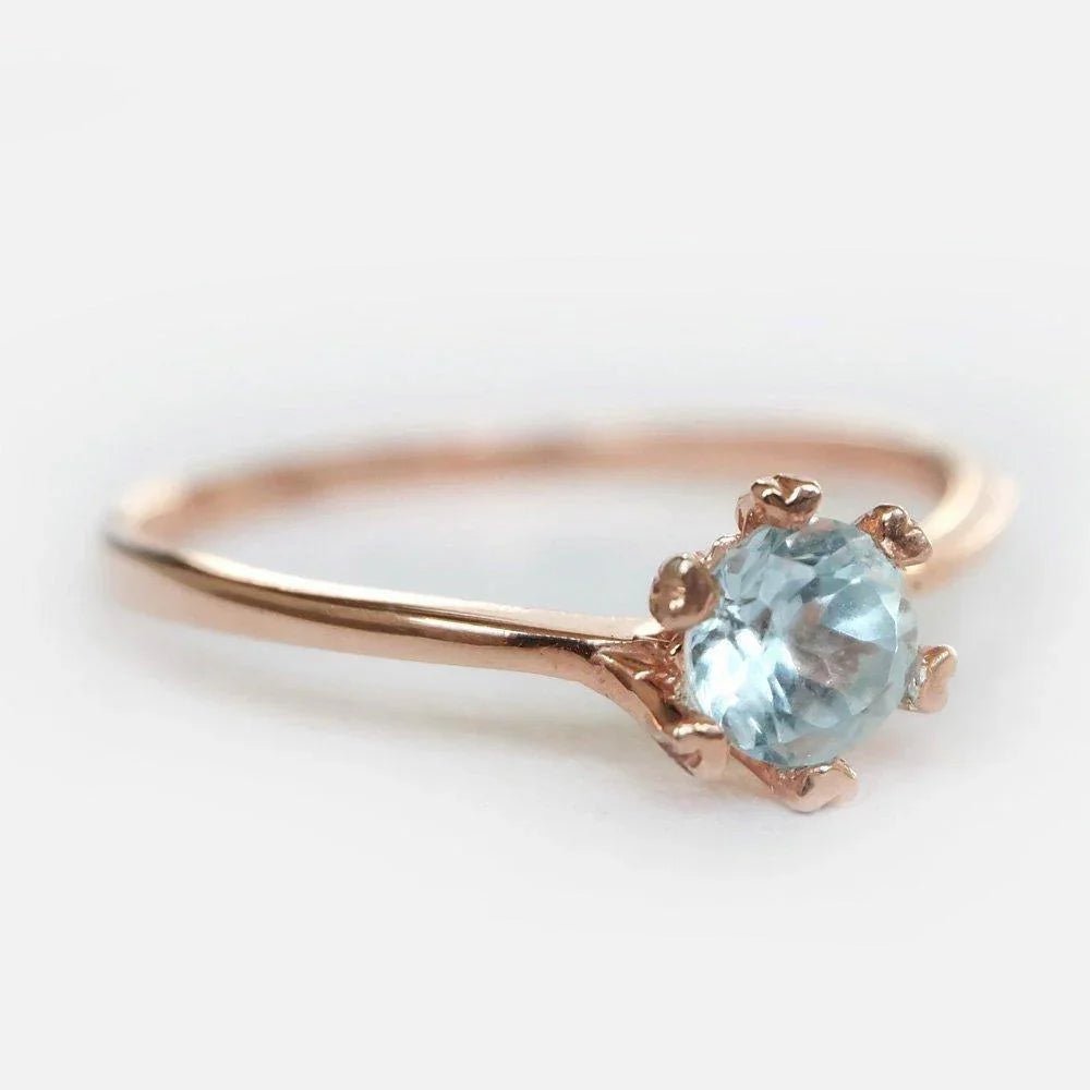 Aquamarine Solitaire Ring Elenda - SOVATS