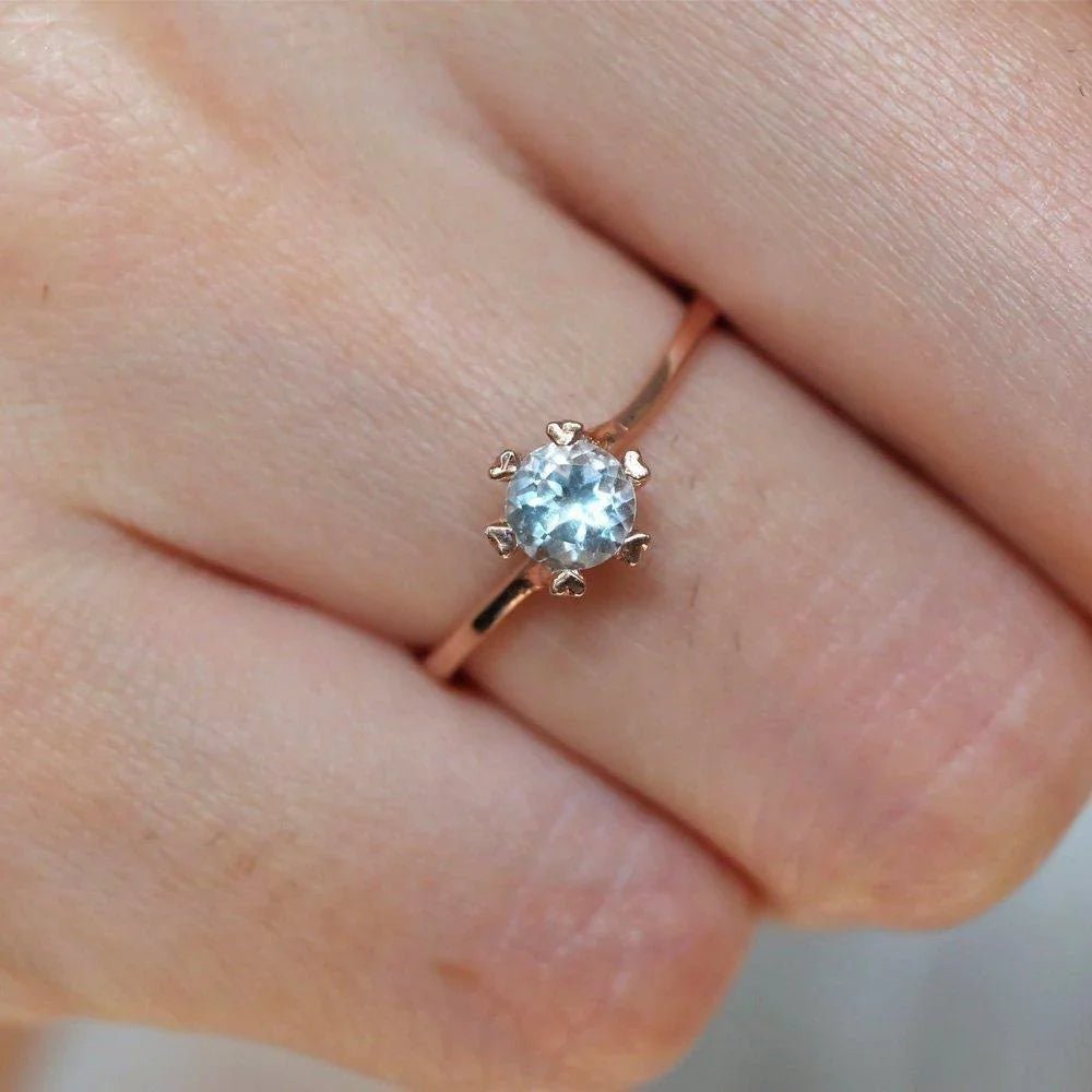 Aquamarine Solitaire Ring Elenda - SOVATS