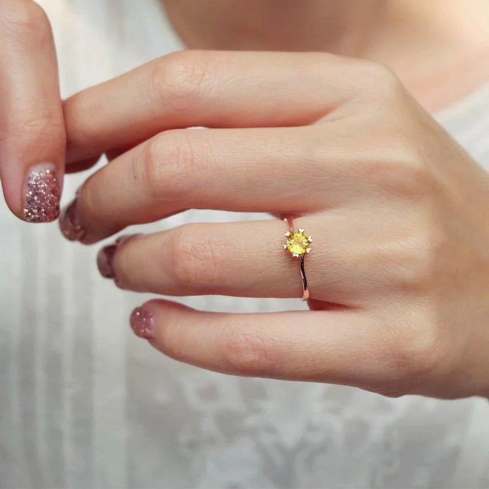 Citrine Solitaire Ring Elenda - SOVATS