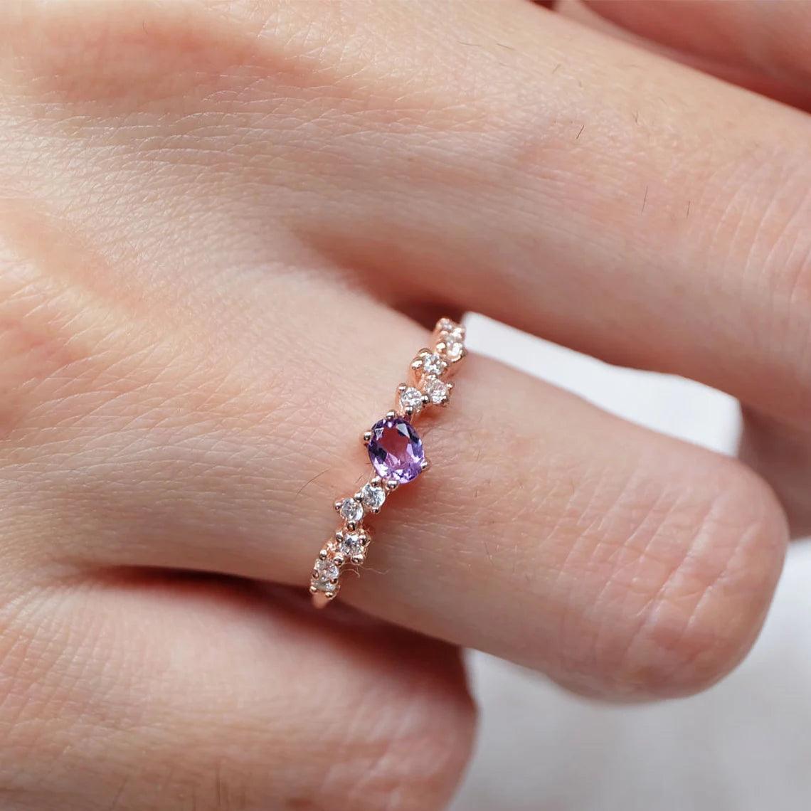 Amethyst Diamond Ring Cacilie - SOVATS